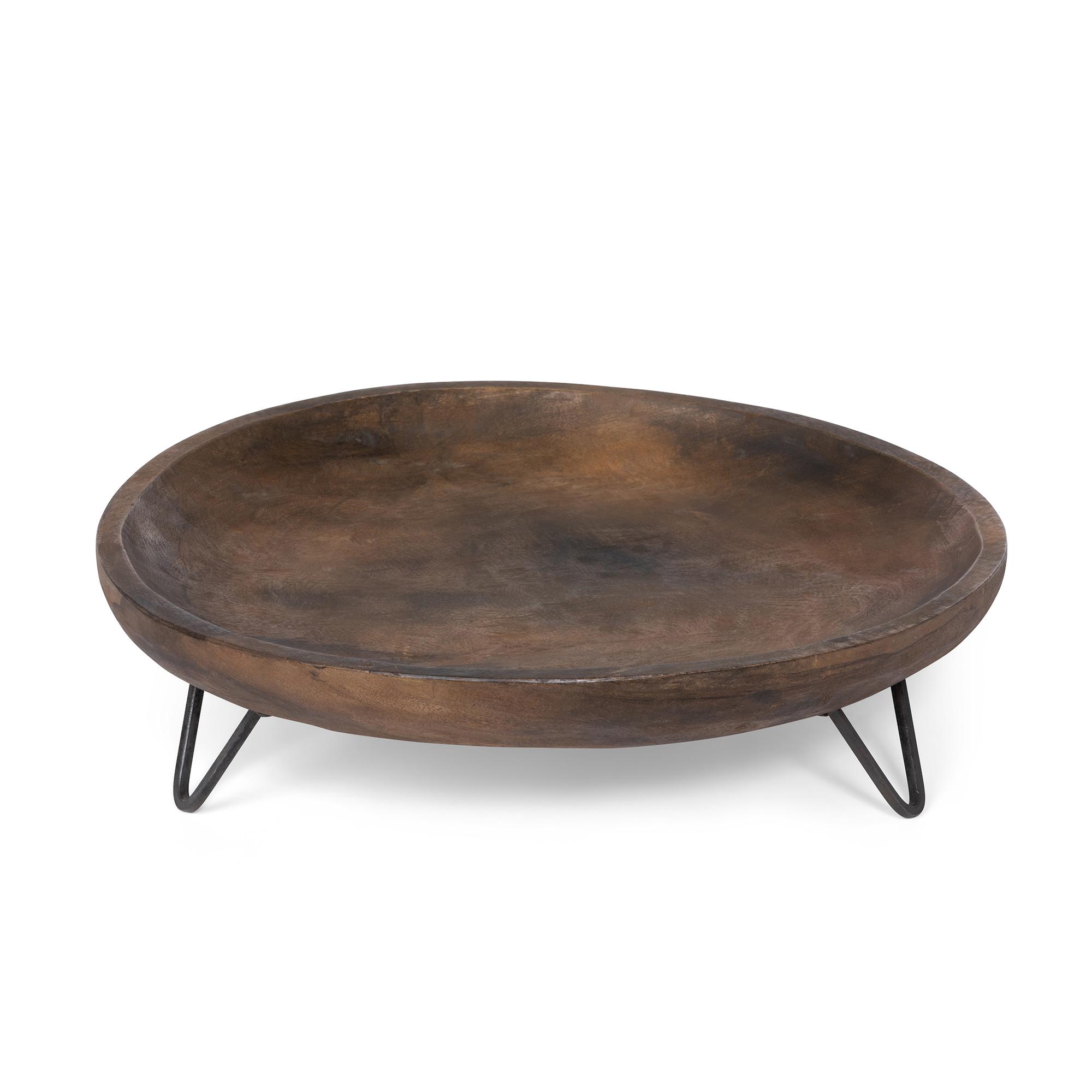 Park Hill Round Wooden Tray with Iron Handles