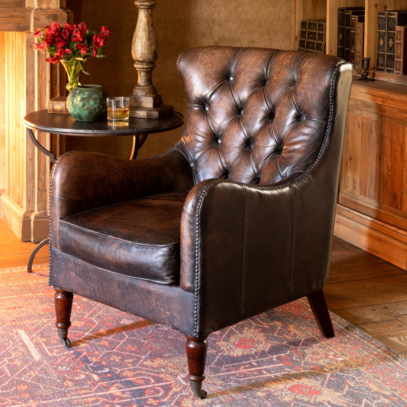 leather library chair and ottoman