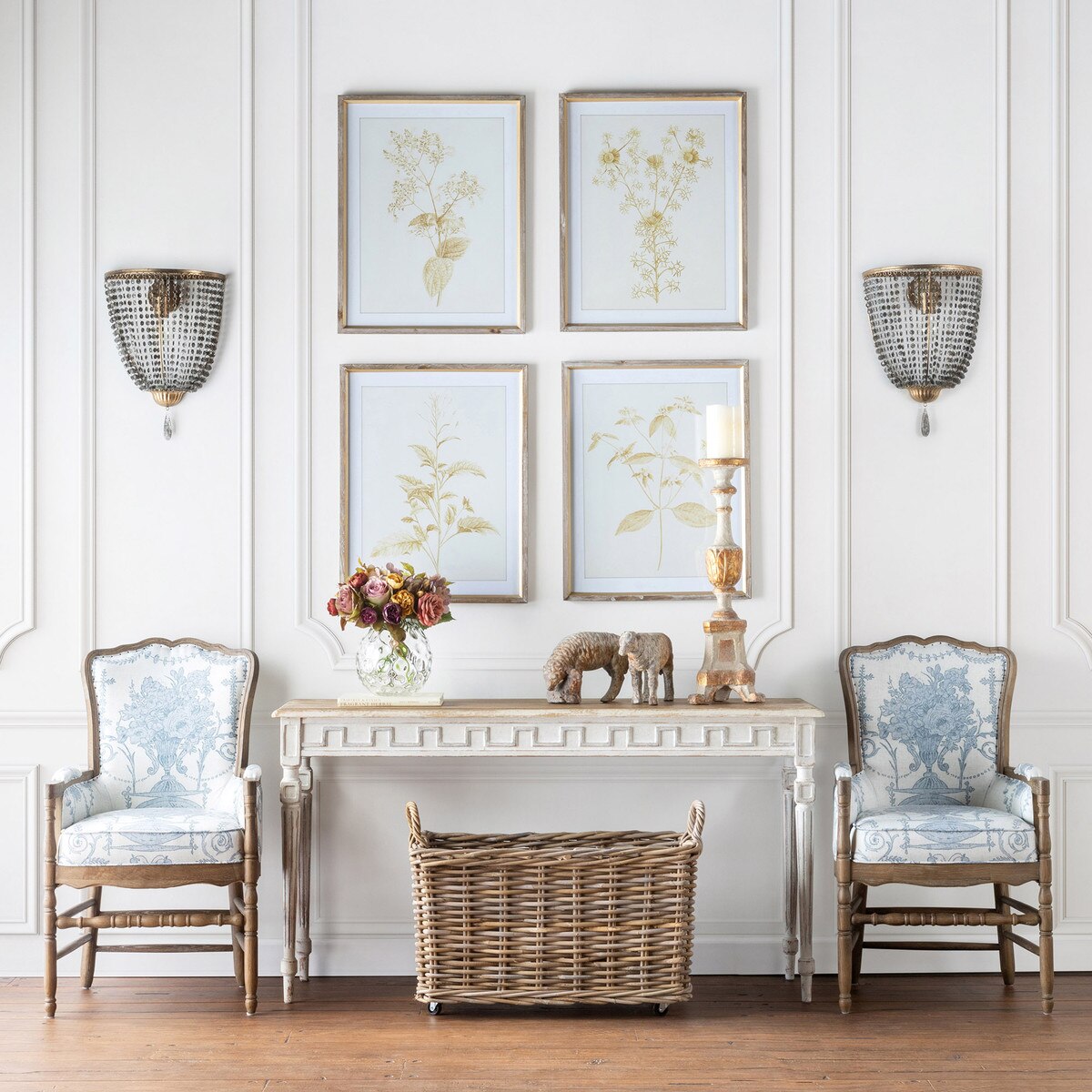 French Quarter Blue Provincial Fireside Chair