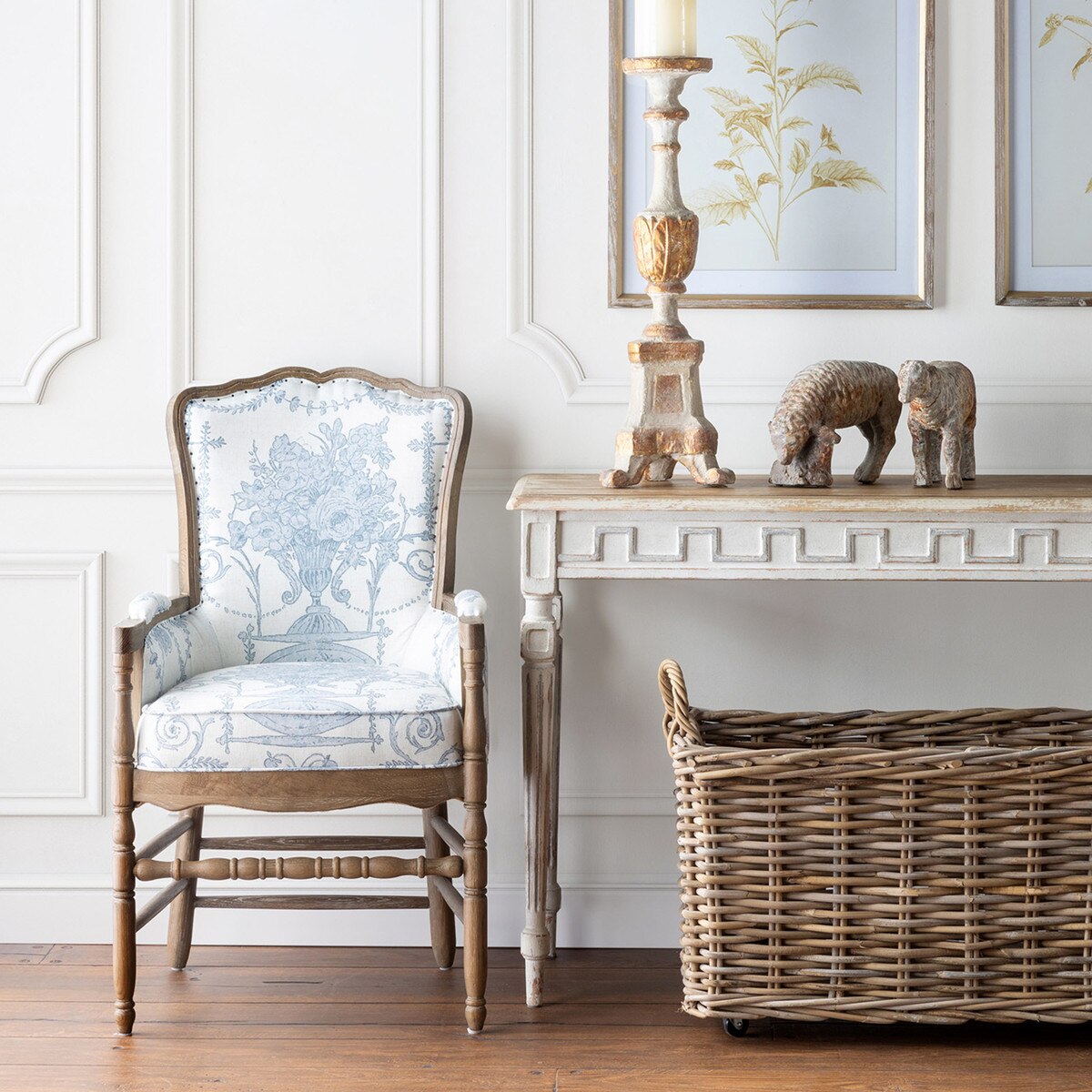 French Quarter Blue Provincial Fireside Chair