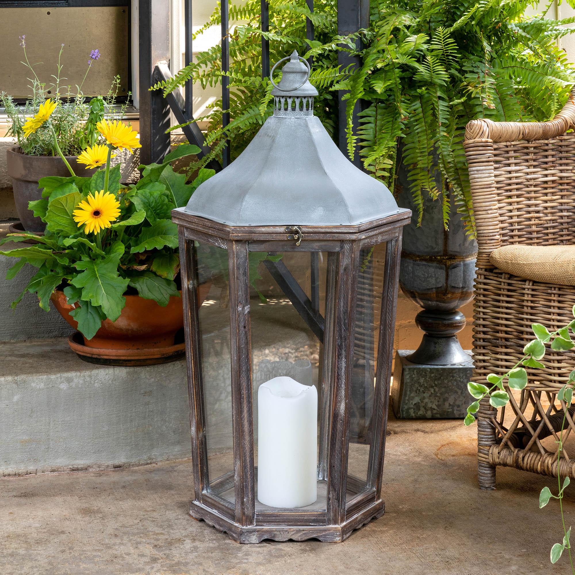 Rustic Indoor Lantern, Large Hexagonal