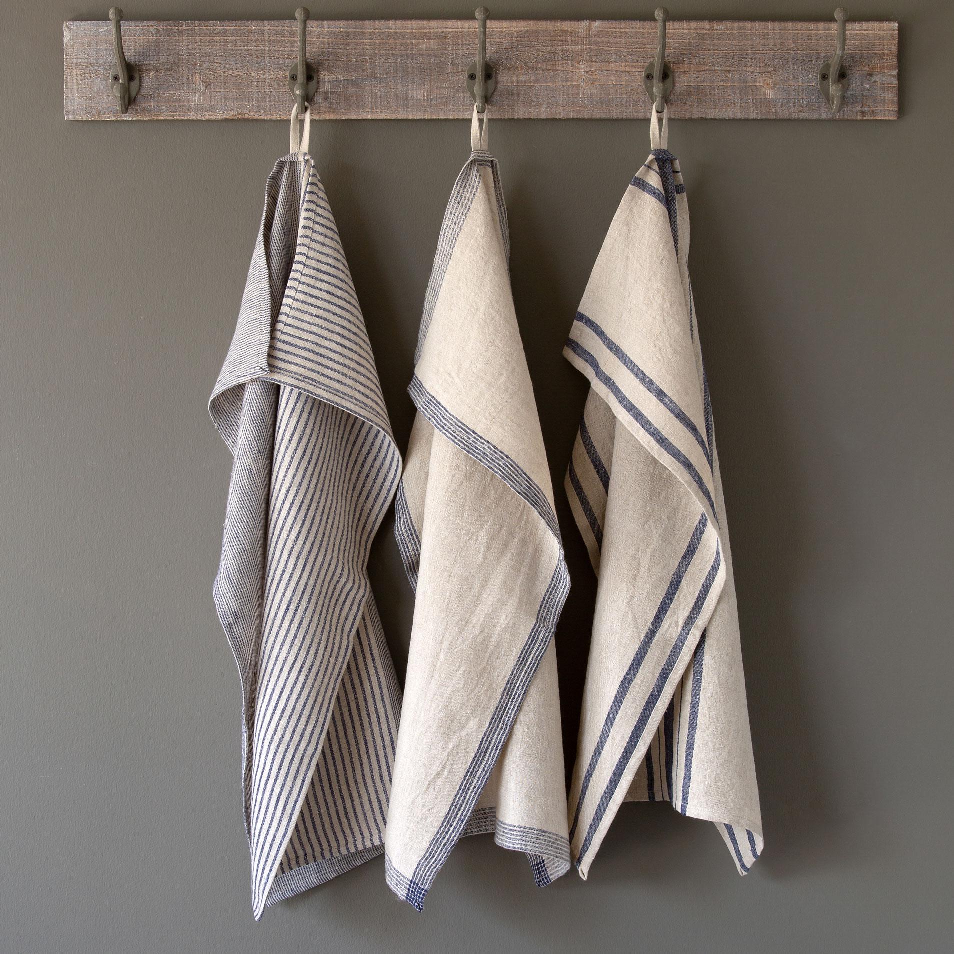 Soft Linen Dish Towel Blue Stripe Assortment