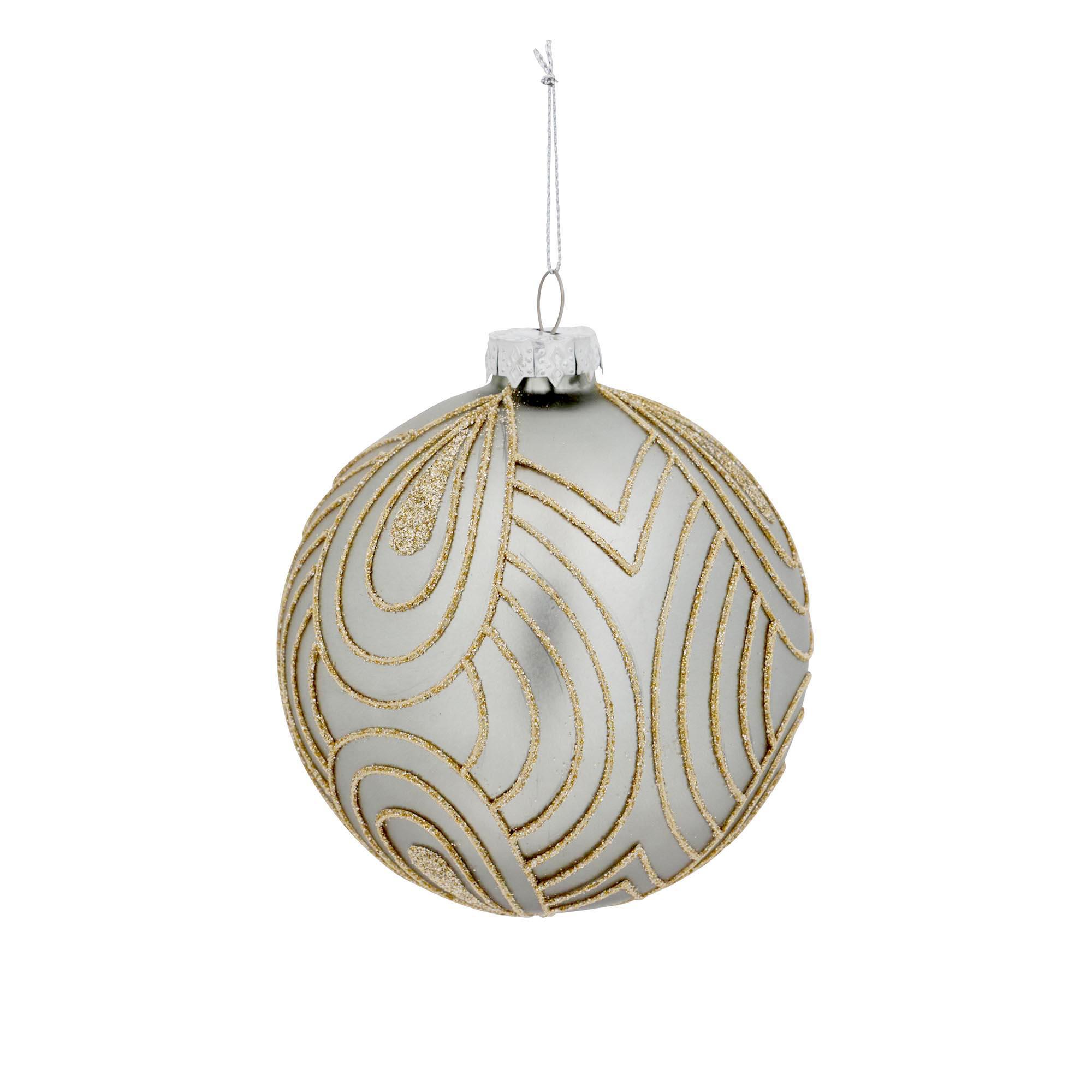 Art Deco Pattern Frosted Glass Ball Ornament