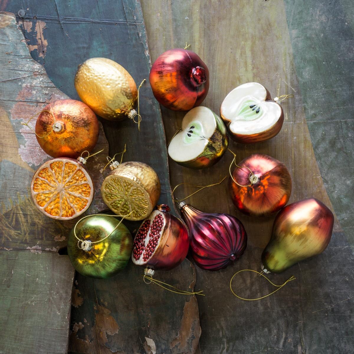 Christmas Fruit Ornaments, Set of 12