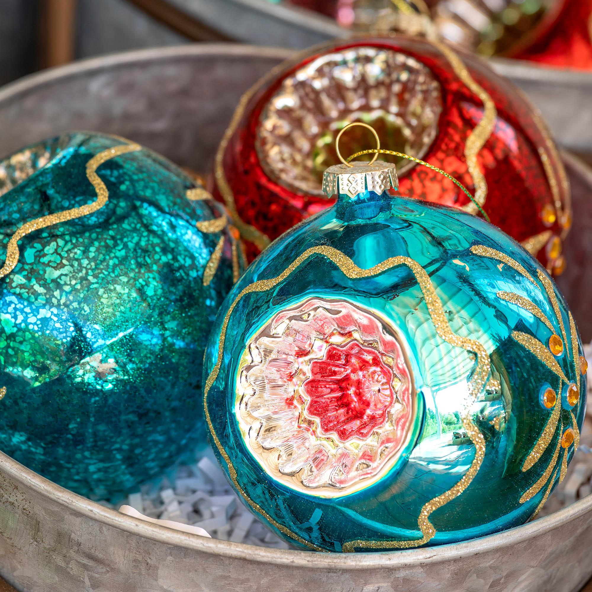 Vintage Glass Tree Ornaments Christmas Poland newest Reflector 1950's Assorted