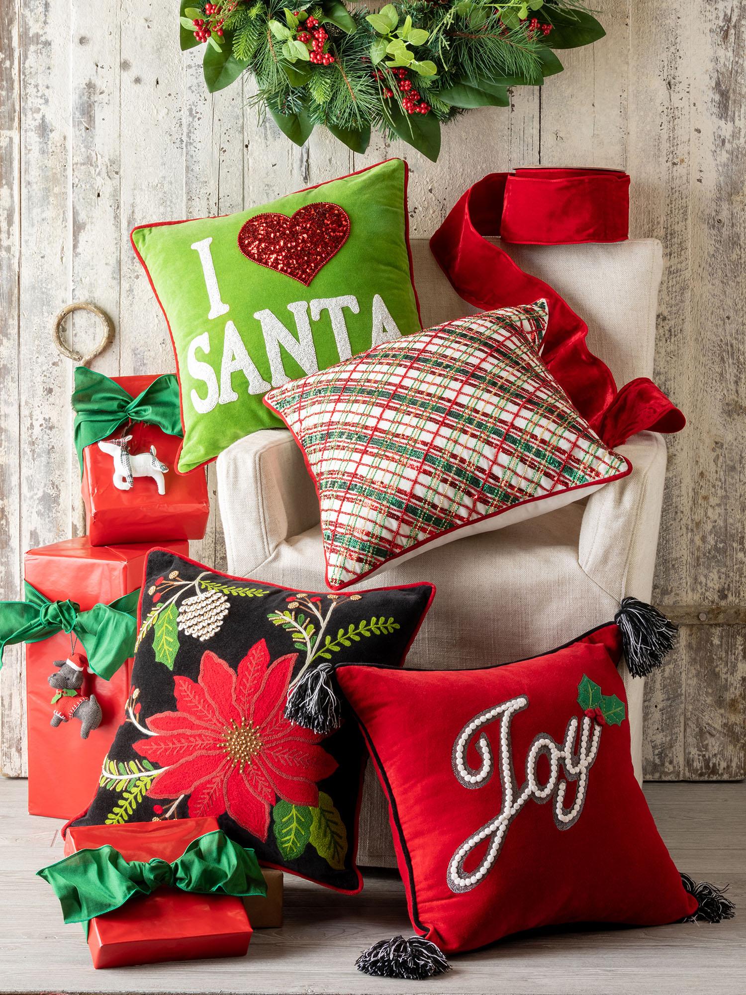 Poinsettia throw pillows best sale